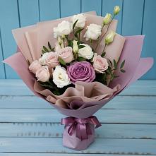 Букет цветов из:  Розы и Лизиантусы #REPLACE_PRED# Лесной Поляне